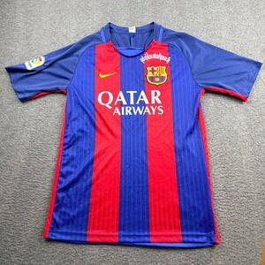 Nike FC Barcelona Soccer Jersey Kids Large Blue Red Qatar Airways Thai Papaya